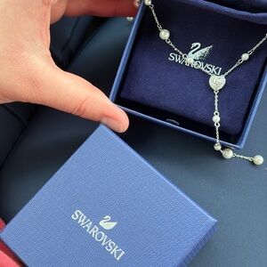 Swarovski Silver Necklace with Heart and Pearls